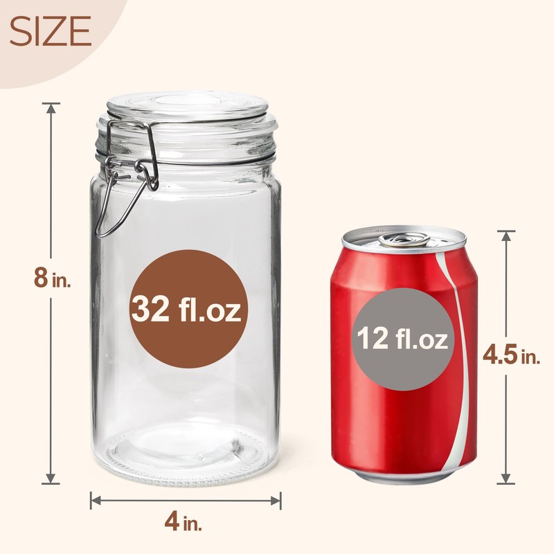 ComSaf Glass Jars with Airtight Lid Set of 3, Mason