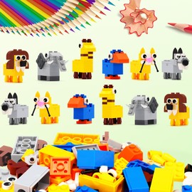 ESSALOO Mini Kindergeburtstag Gastgeschenke Spitzer, 24 PCS Animal Baustein-Spitzer für Kinder, Ideales als Give Aways & Mitgebsel Kindergeburtstag 7/8/9/10 Jahre für Jungen und Mädchen,Animal