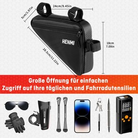 HENMI Bicycle Bag Frame, Triangle Bag Bicycle Waterproof Frame Bag Bicycle for Phone, Keys, Snack, Tool, Use Bicycle Bag Road Bike for City Bike, Trekking Bike, Road Bike, MTB