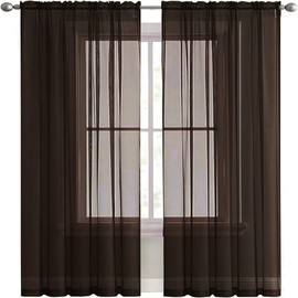 SpaceDresser - Paneles de cortina de gasa transparente con bolsillo para barra de tratamiento de ventana para cocina, recámara, sala de estar, cortinas de filtrado de luz solar, decoración semi del