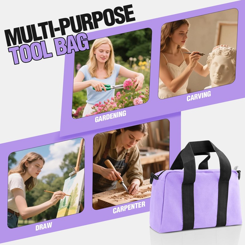 Small Tool Bag, Canvas Tool Storage Bag, Large Capacity Multipurpose