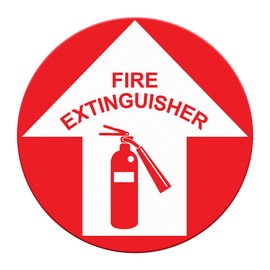 Fire Extinguisher Floor Decals Red Anti-Slip Round Shape J Business Industrial Signs Stickers 36Inches Longer Side