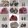 Agate Earrings, Stone Geode Slice w/Center Druzy Crystals, 1"-2" Dangle