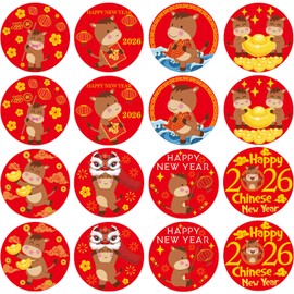 ELLZK Chinese New Year Candy Stickers for Chinese Lunar New Year Decorations 2026 Year of the Horse Round Candy Sticker Favors - Labels Fit Chocolate Candy