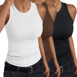 SUNBS Womens Tank Tops Summer Workout Sleevesless Shirts Beach Vacation Outfits Spring Fashion Trendy Y2k Clothes 3Pack 3CWBlack M