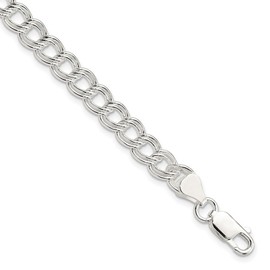 JewelryWeb 7mm 925 Sterling Silver Double Link Charm Bracelet 6 Inch-Link-Charm-Bracelet