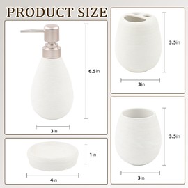 CERBIOR Bathroom Accessories Set,4 Pcs Ceramic Bathroom Decor Accessory,Includes Toothbrush Holder, Toothbrush Cup, Soap Dish for Decorative Countertop and Housewarming Gift(White 4pcs)