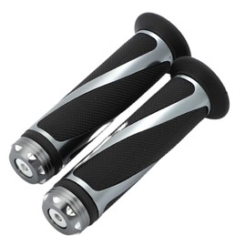 Nakira Next Generation Style Bike Grip with Bar Ends, Aluminum, for Motorcycles, Diameter 0.9 inches (22.2 mm) (Gunmetal)