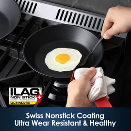 SENSARTE Nonstick Frying Pan Set 2-Piece, Oven Safe Skillets with Swiss Coating, Induction Compatible Chef Pan Set, Dishwasher Safe Cooking Pans, Anodized Frying Pans, PFOA Free, 10 and 12 Inch