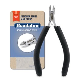 Beadalon Designer Series Slim Semi-Flush Cutter, Black Vinyl-Free Grips, Stainless Steel, Box Joint, Double Leaf Springs, 5.75 in