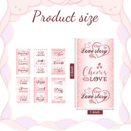 Crtiin 180 Pcs Wedding Candy Wrappers Wedding Favors Candy Sticker Pink Wedding Shower Mini Candy Bar Wrappers Chocolate Labels for Guests Party Decorations Supplies, 6 Styles, Candy Not Included