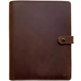 Genuine Leather Binder Portfolio, 6 Ring Binder Organizer with Inner Pockets and Pen Holder, A5