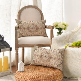 Artoid Mode Boho Bohemia Style Vintage Beige Cushion Covers Set of 2, 30x50 cm Seasonal Decorative Pillow Case Cover Sofa Living Room Decor