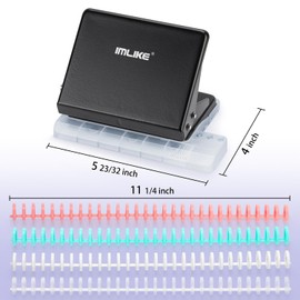 IMLIKE 10-Hole Binding Machine for Planners - Metal Manual Binding System with 10 Multi-Color 30-Hole Loose Leaf Binding Spines - Punches 26 Holes on B5, 30 Holes on A4, 20 Holes on A5 Paper - Black