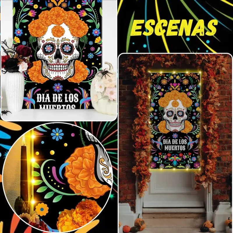 Banner De Halloween Para Puerta Cartel De Día De Los