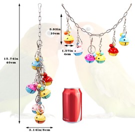 MinrzPet Bird Toys, Bird Swing with Metal Coloful Bells, Bird Cage Accessories, Parakeet Toys, Parrot Toys for Budgie, Lovebird, Parakeet, Cockatiel, Quaker, Caique, Small to Medium Birds