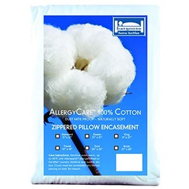 BARGOOSE HOME TEXTILES Standard, AllergyCare 100% Cotton, Dust Mite Allergen Proof, Zippered Pillow Cover/Protector (Standard)