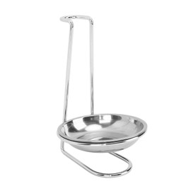 Spoon Rest Holder, Vertical Stainless Steel Stew Soup Ladle Holder, Easily Accessible Cooking Utensils Stand for Kitchen at Home, Restaurant (1 Plate-Silver)