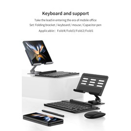 SHIEID Galaxy Z Fold 4 Stand, 360°Rotate POS Tablet Stand, Zip Pull Out, Lntegrated Folding Design Set [Folding Bracket/Keyboard/Mouse/Capacitor Pen] Stand Fits Galaxy Z Fold5/Fold4/Fold3, Silver