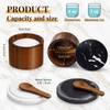 Singhoow 2 Pcs Acacia Wood Salt Cellar with Marble Lid