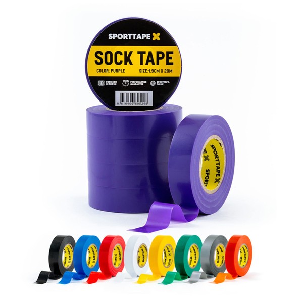 SPORTTAPE 6 Rolls Sock Tape - Purple - 1.9cm x