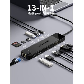 2024 Upgrade Lemorele 13 in 1 USB C Docking Station Dual Monitor,USB C Dock USB C Hub Multiport Adapter Triple Monitor to 2HDMI 4K,RJ45,VGA,4 USB 3.0,USB C 3.0,Lenovo,Surface,MacBook Laptop