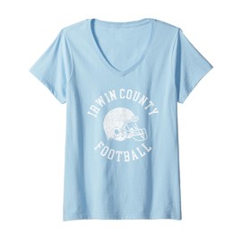 Womens Irwin County Football Throwback Football Helmet Retro V-Neck T-Shirt