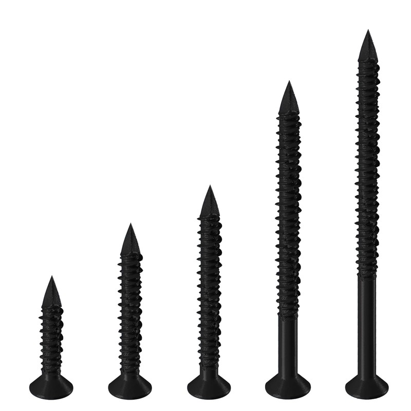 WenSilon(100 PCS) 1/4" x5 Black Concrete Screw Anchor Black Flat