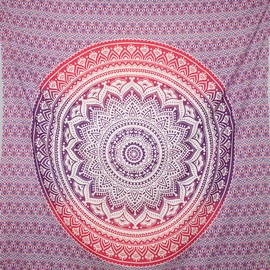 BANISEL Mandala Wandteppich, groß, Blau, Wandbehang, Strandtuch, Picknickdecke, Heimdekoration, 220 x 200 cm (LILA)