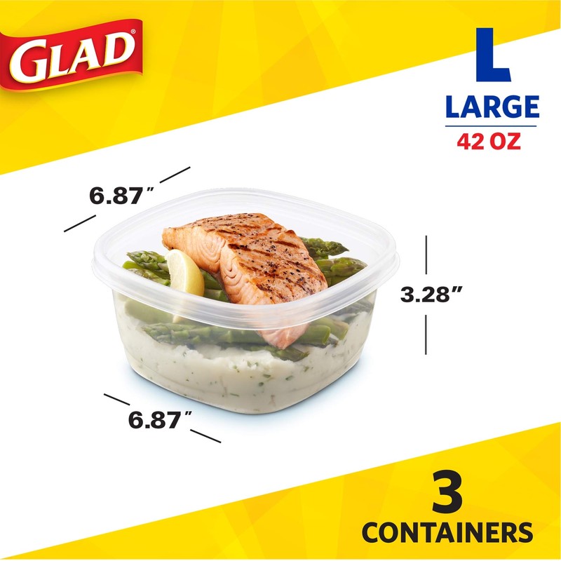 Glad GladWare Tall Entree Food Storage Containers - Large Square
