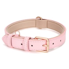 LEACOOLKEY Real Leather Dog Collar for Large Medium Dogs Classic Soft Breathable Waterproof Collars