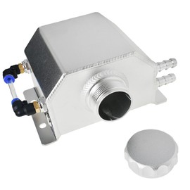 PORIYA 1L Aluminum Radiator Coolant Overflow Bottle Tank, Universal Expansion Reservoir Tank, Engine Coolant Recovery Kits, Quadrate