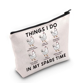 BLUPARK Funny Chicken Makeup Bag Chicken Gift For Mom Zipper Pouch Bag Farm Gift Things I Do In My Spare Time Chicken Bag Gift (MB, Chicken Spare Time)
