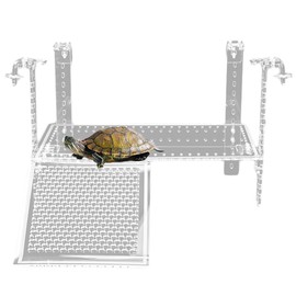 YXQ Hanging Turtle Basking Platform,Adjustable Acrylic Large Turtle Dock with Slip-Resistant Ramp for Aquatic Turtles, Ideal Turtle Tank Accessories (Transparent, 15"-7.9")