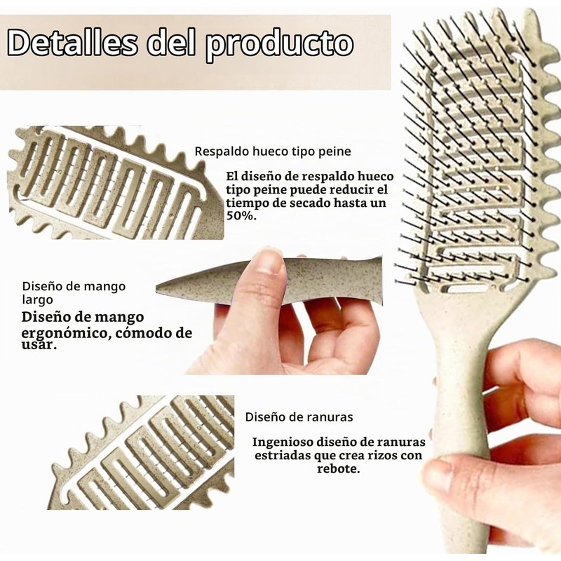 Cepillo para Cabello Rizado, Definidor de Rizos, Beige