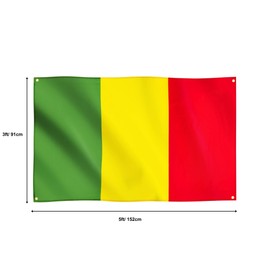 Runesol Mali Flag, 91 x 152 cm, 4 Eyelets, One in Each Corner, Malian Republic Flag, Tricolour, Premium Flags for Indoor and Outdoor Use, Africa Day, Malia, Vibrant Colours