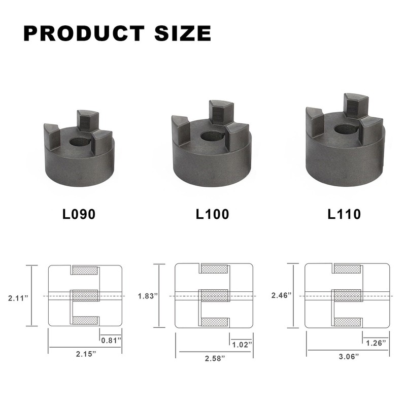 3/4" to 1-1/4" L100 3-Piece L-Jaw Coupling Set & Buna-N