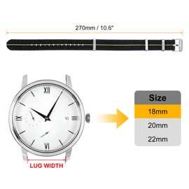sourcing map Elastic Nylon Watch Band 20mm One-Piece French Watch Strap Waterproof Replacement Wristwatch Strap with Silver Buckle for Men Women, Black/Yellow