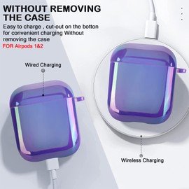 Niedliche Funkelndes Stoßfeste Kopfhörerhülle für AirPods 1&2 mit Perle Schlüsselanhänger, Weiches Silikon TPU Anti-Rutsch Ultradünn Kein Geruch, Elegant Glänzend Violett Design der Hülle für Mädchen