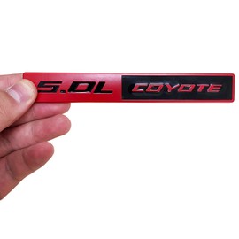 Fidida 2PC 5.0L Coyote Emblem Decal Car Engine Letters Decal Plating Badge 3D Metal Style Fit for F150 5.0L Engine Truck Red Black