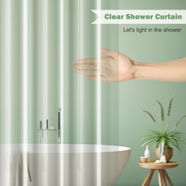 UFRIDAY 96 inches Shower Curtain Liner Long Clear, Waterproof PEVA, Metal Grommets, Clear, Extra Long, Weighted Tall 72x96 inch Bathroom Shower Curtain Liners with 5 Weights