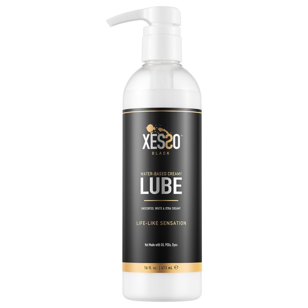 XESSO Water-Based Creamy Lube, Unscented 16 fl oz, Thick White Gel-Like Slippery Glide, Hypoallergenic for Women, Men & Couples. Made in US & Discreet Package. Package May Vary