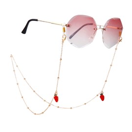 Amaxer Fruit Strawberry Eyeglasses Holder Lanyard Sunglasses Eyewear Strap Holder Reading Glasses Retainer Stainless Steel for Women Men (Strawberry)