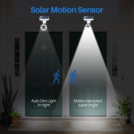 DrawGreen Solar Motion Sensor Light Outdoor of 2, Motion Sensor Solar Lights Aluminum Cameras Fill Flood Security Spotlights for Yard Fence Patio Garden 100-Week 100% Free Replacement