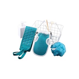 Set Baño Spa Turquesa Juego Piezas Cepillo Espalda Esponja Exfoliante Guante Ducha Limpieza Relajación Corporal Casa