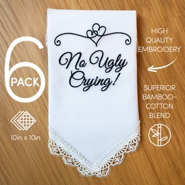 Fun Wedding Handkerchiefs | Set of 6 | No Ugly Crying Black