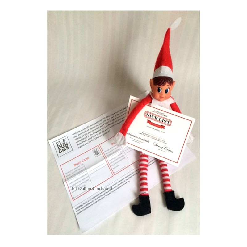 Elf says Goodbye with a Nice Certificate post card Prop