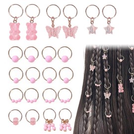 Hair Beads Set, 24 Pieces for Braiding, Hair Clip Ring, Butterfly, Bear, Star, Pearl Design, Hair Accessory, For Kids, Hip-hop, Weddings, Graduations, School Entrance Ceremonies, Coming-of-age