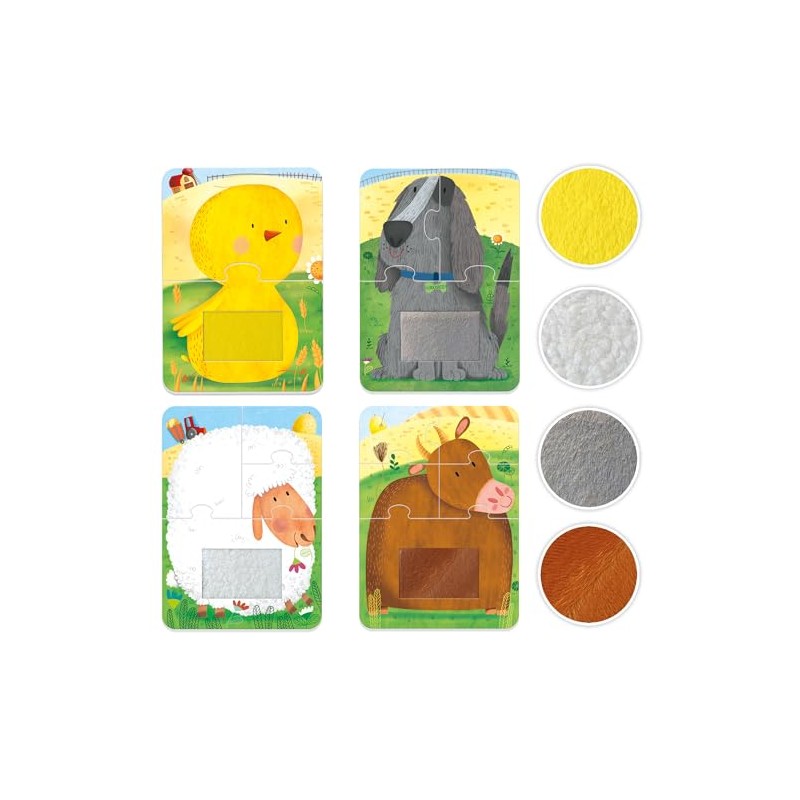 HEADU - 4 Tactile Puzzle Farm, Tocca e ricomponi!, Puzzle
