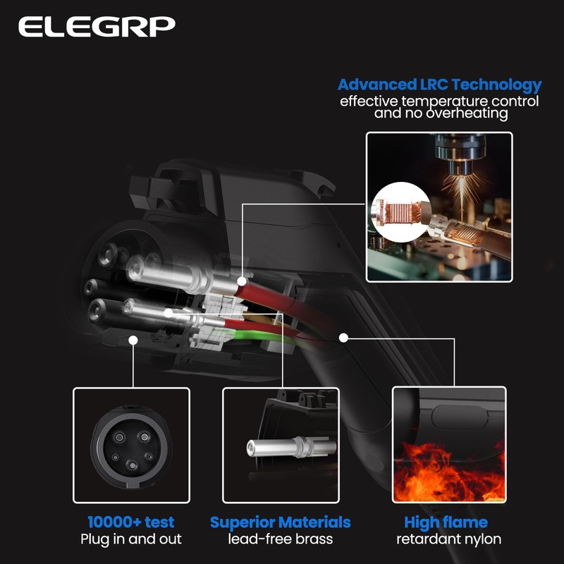 ELEGRP Level 1/2 EV Charger, 16 Amp, Portable J1772 Electric